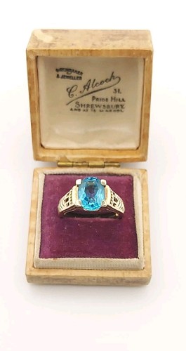 Heavy 9ct gold blue - 9ct, topaz