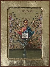 Icon of Christ the True Vine - Orthodox Catholic Greek wood 24 x 18cm
