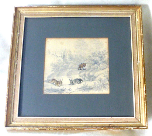 Rare antique fox stalking - rare,