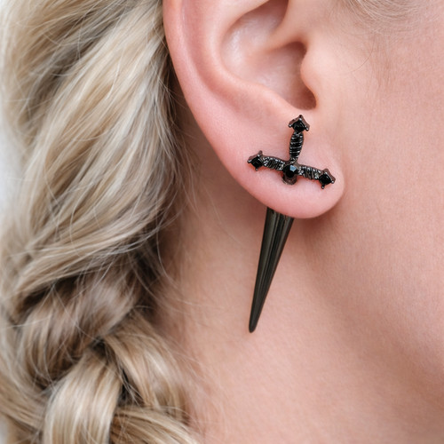 Dagger sword earrings black - sword,