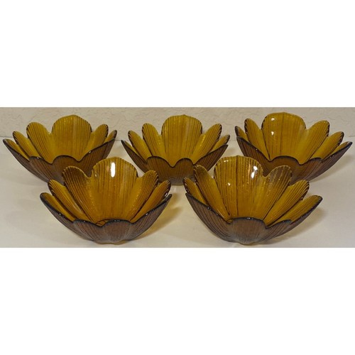 Vintage amber glass petal - amber,