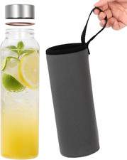 32 Oz Borosilicate Glass Water Bottle with Sleeve, 1 Liter Glass Water Bottle, L