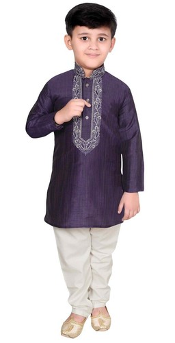 Boys blended silk kurta pajama - kurta,