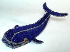 HANDCRAFTED BEADED WIRE WHALE