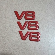 3x V8 Small Red Glossy Metal