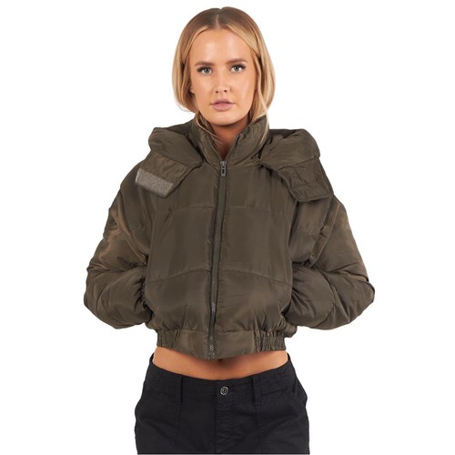 Hooded crop puffer jacket - hooded,