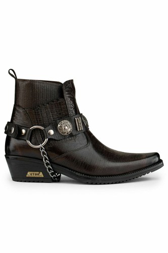 Men brown leather goth - brown,