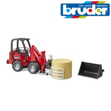 Bruder Toys 02192 Schaffer Loader 2630 with Bucket & Bale Gripper and Round Bale