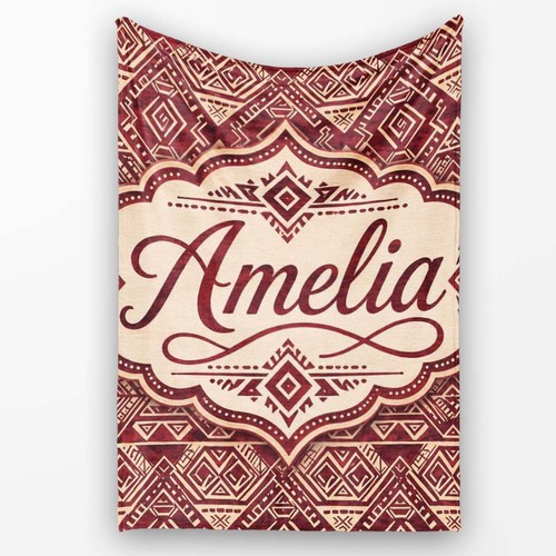 Soft fleece blanket tribal - tribal, red