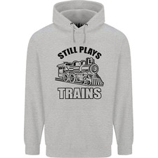 Still Plays With Trains Spotter Spotting Mens 80% Cotton Hoodie