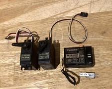 Futaba FP-R102JE 27MHz AM 2 channel BEC receiver + servos, crystals