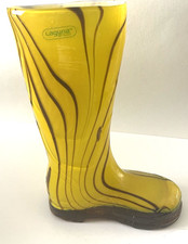 Laguna Art Glass Boot Vase – Yellow & Brown Swirl Design – Collectable Decor