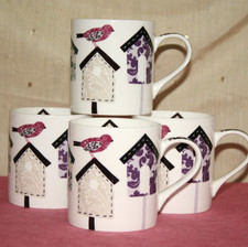 FOUR QUEENS MUGS, BIRD HOUSES