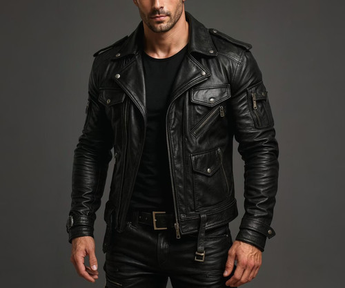 Handmade black cowhide leather - cowhide,