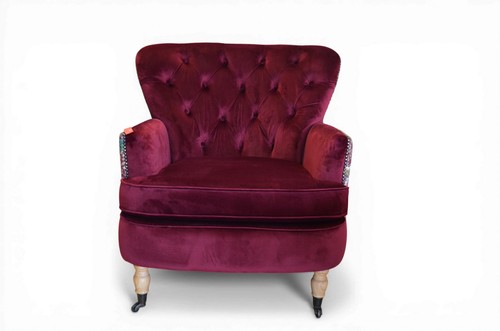 Floral chair red velvet - chair,