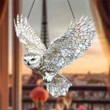 Flying Owl Shaped Suncatcher Stained Glass Effect Wall Hanging Decoration Gift