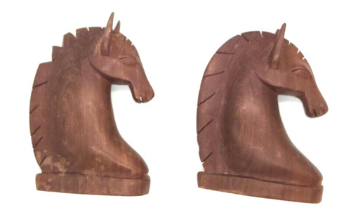 Wooden carved horse head - carved,