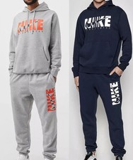 Nike DD5242 Fleece Pullover Hoody and Jogger Black Grey Tracksuit