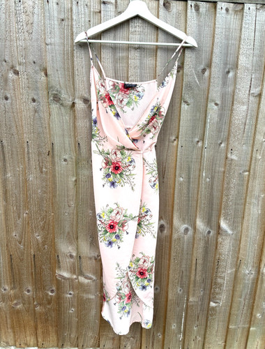 Topshop pink floral wrap midi - floral,
