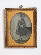 1/4 Plate Cased Ambrotype Of Boy Wearing A Dress c1860s 