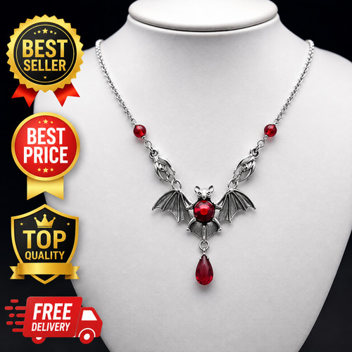 Gothic vampire bat necklace - gothic,