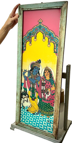 Krishna radha glass painting - krishna,