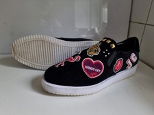 JUICY COUTURE DESIGNER UK 7 EU 40 WOMENS BLACK PINK VELVET FLAT LOAFER SHOES