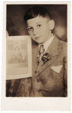 PHOTO in PHOTO, unusual antique boy snapshot weird funny strange children +7509E