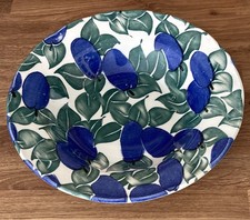 Vintage Grindley sponge ware GARDEN FRUITS Ingrid Berge Bowl plums Green Leaves