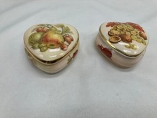 Two Royal Worcester Palissy Fruit Trinket Boxes - Heart Shaped
