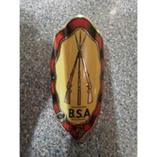 Bsa printed metal badge - printed, nos