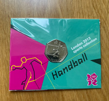 2012 LONDON OLYMPIC SPORTS 2011  HANDBALL  50p COIN UNC SEALED IN CARD.
