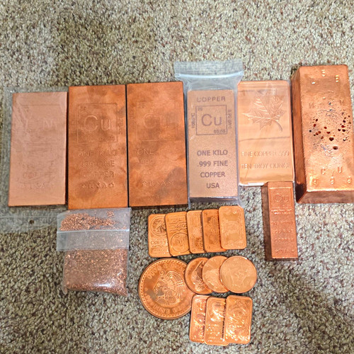 999 copper bulk lot bars - .999,