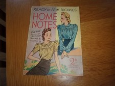 HOME NOTES. MAGAZINE AUGUST 1939 VINTAGE READY TO SEW BLOUSES   WOMENS LIFESTYLE
