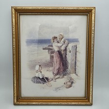Myles Birket Foster Colour Print “The Seaside” Framed Gilt Vintage Artwork VGC