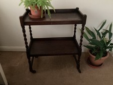 Antique Wooden Tea Trolley with Barley Twist Legs