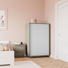 120cm 2 Sliding Doors Wardrobe Bedroom Storage Closet Hanging Rail Cupboard Unit