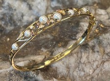 Clogau 9ct Yellow & Rose Gold Lily of the Valley Bangle 16-16.5cm Rare