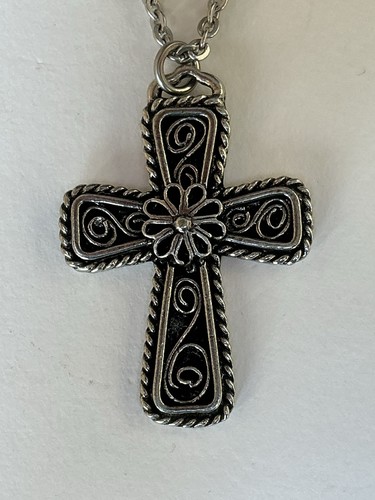 Vintage pewter cross - pewter, pendant