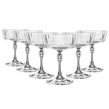 Bormioli Rocco 6x America '20s Cocktail Saucers Coupe Glasses Wine 275ml Clear