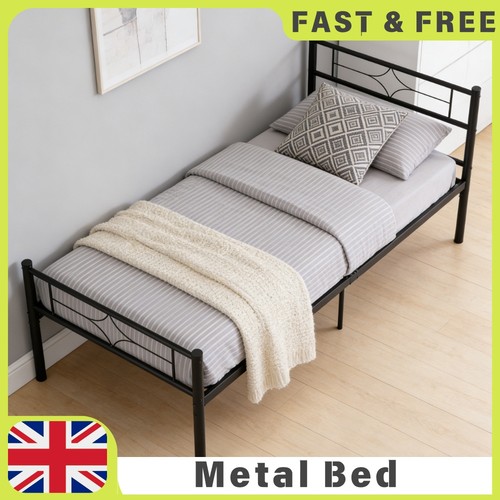 3ft single metal bed 90x190cm - metal,