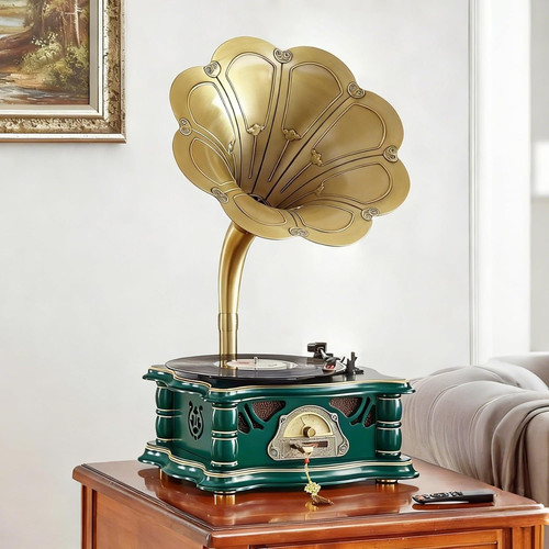 Wooden vintage gramophone - wooden,