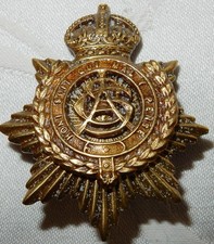 PRE WW1 1901-1914 ASC ARMY SERVICE CORPS BRASS OFFICER CAP BADGE GENUINE