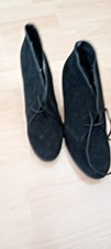 PRIMARK SIZE SIX  BLACK SUEDE STYLE WEDGE ANKLE BOOTS LACE UP