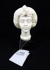 Vintage A. Giannelli Egyptian Woman With Serpent Head Piece Alabaster Bust 1998