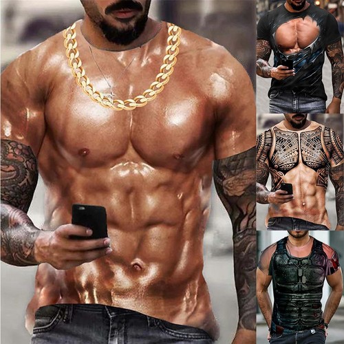 Tops shirt muscle tattoo - tops, 3d