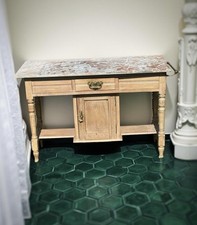 Antique Pine Grey Marble Top Washstand