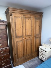 Solid pine triple door wardrobe - in waxed light oak finish