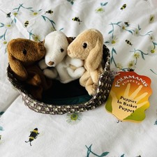 folkmanis hand puppet Puppies In Basket Puppet NWT