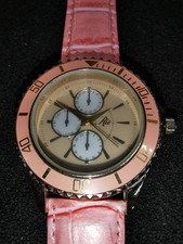 Ladies Rio Quartz Watch with Pink Faux Leather Strap